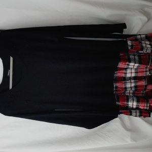 Torrid size 3 Black Sweater with a bit of attached flannel GUC